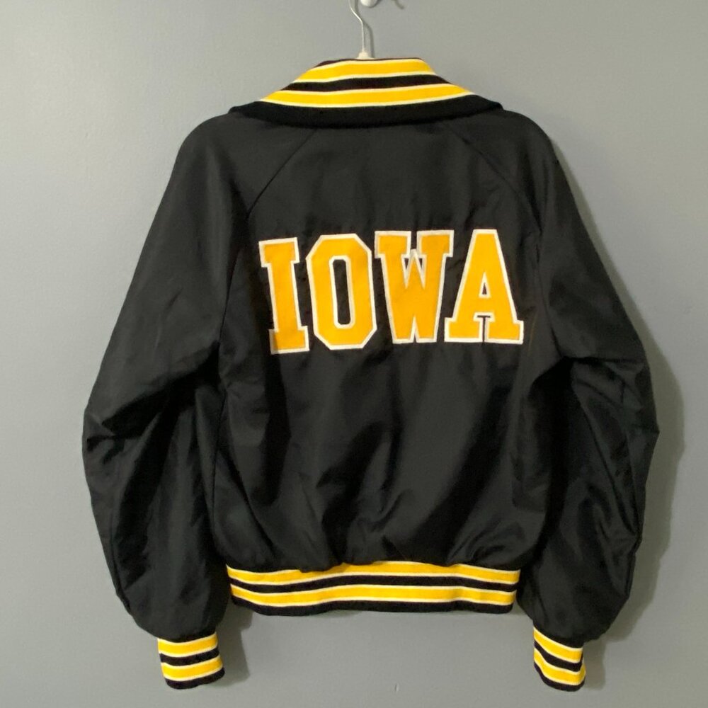Vintage 1980s University of Iowa Hawkeyes Nylon Bomber Jacket Small